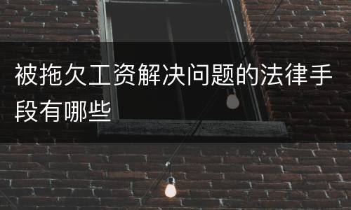 被拖欠工资解决问题的法律手段有哪些