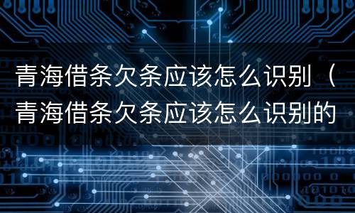 青海借条欠条应该怎么识别（青海借条欠条应该怎么识别的）