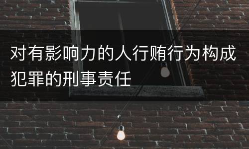 对有影响力的人行贿行为构成犯罪的刑事责任