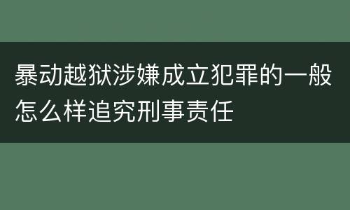 暴动越狱涉嫌成立犯罪的一般怎么样追究刑事责任