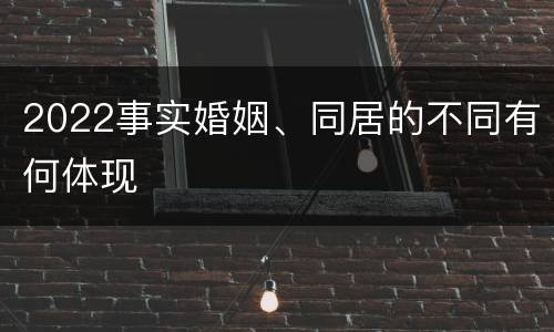 2022事实婚姻、同居的不同有何体现