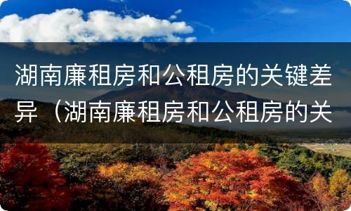 湖南廉租房和公租房的关键差异（湖南廉租房和公租房的关键差异是什么）