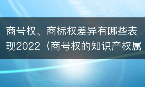 商号权、商标权差异有哪些表现2022（商号权的知识产权属性）