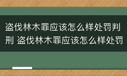 盗伐林木罪应该怎么样处罚判刑 盗伐林木罪应该怎么样处罚判刑案例