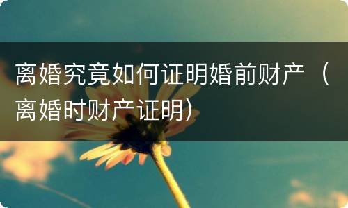 离婚究竟如何证明婚前财产（离婚时财产证明）