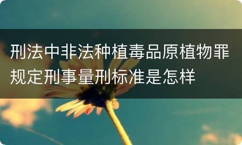 刑法中非法种植毒品原植物罪规定刑事量刑标准是怎样