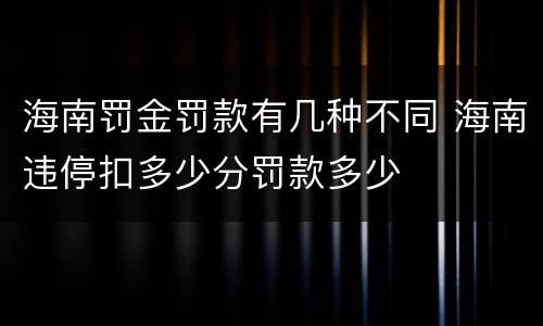 海南罚金罚款有几种不同 海南违停扣多少分罚款多少