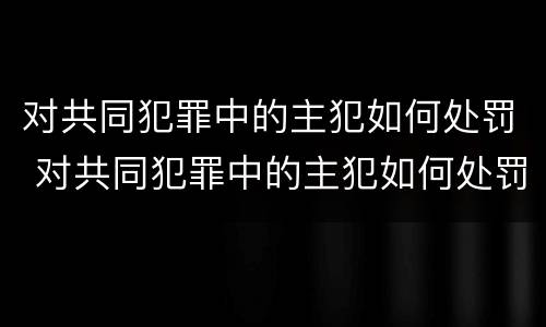 对共同犯罪中的主犯如何处罚 对共同犯罪中的主犯如何处罚呢