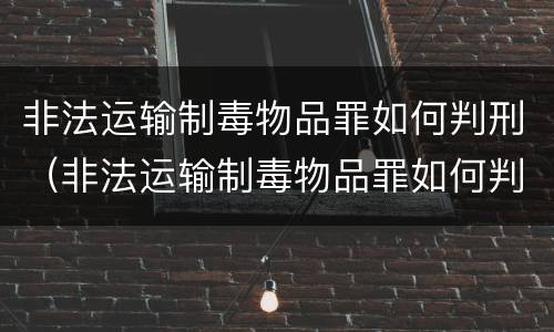 非法运输制毒物品罪如何判刑（非法运输制毒物品罪如何判刑的）