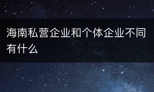 海南私营企业和个体企业不同有什么
