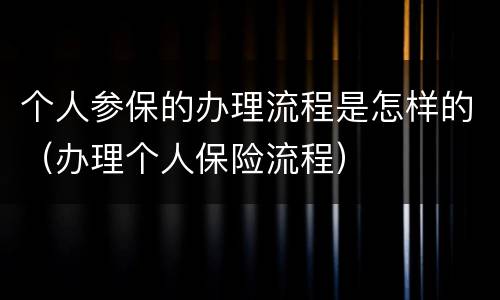 个人参保的办理流程是怎样的（办理个人保险流程）