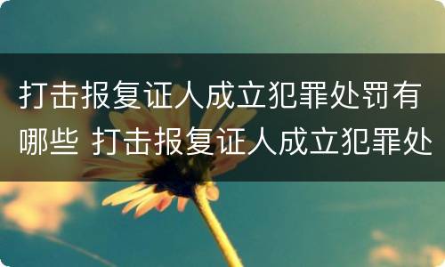 打击报复证人成立犯罪处罚有哪些 打击报复证人成立犯罪处罚有哪些情形
