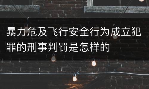 暴力危及飞行安全行为成立犯罪的刑事判罚是怎样的