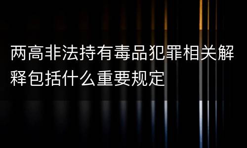 两高非法持有毒品犯罪相关解释包括什么重要规定