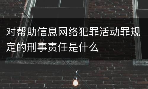 对帮助信息网络犯罪活动罪规定的刑事责任是什么