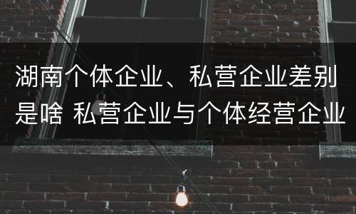 湖南个体企业、私营企业差别是啥 私营企业与个体经营企业的区别