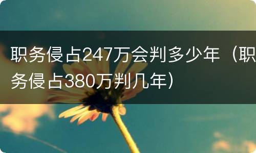 职务侵占247万会判多少年（职务侵占380万判几年）