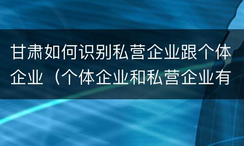 甘肃如何识别私营企业跟个体企业（个体企业和私营企业有什么区别和联系）