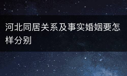 河北同居关系及事实婚姻要怎样分别