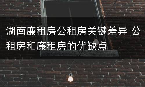 湖南廉租房公租房关键差异 公租房和廉租房的优缺点