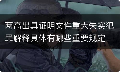 两高出具证明文件重大失实犯罪解释具体有哪些重要规定