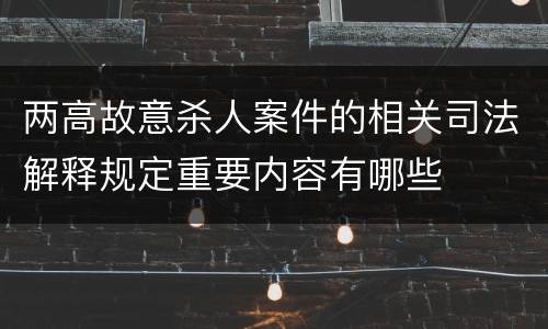 两高故意杀人案件的相关司法解释规定重要内容有哪些