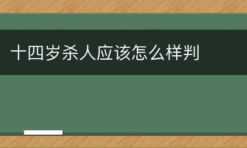 十四岁杀人应该怎么样判