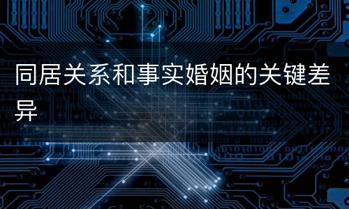 同居关系和事实婚姻的关键差异
