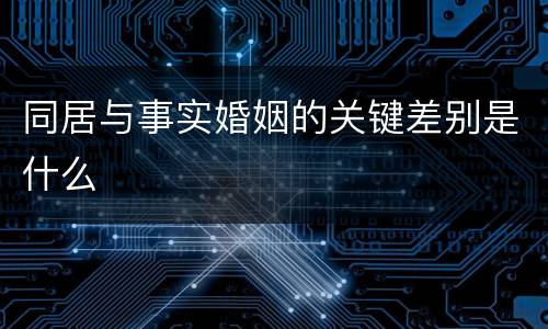 同居与事实婚姻的关键差别是什么