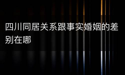 四川同居关系跟事实婚姻的差别在哪