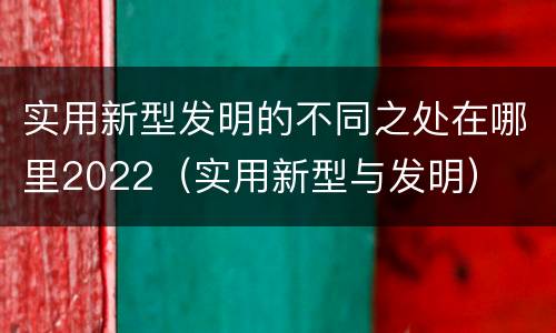 实用新型发明的不同之处在哪里2022（实用新型与发明）