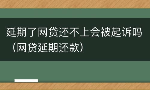 延期了网贷还不上会被起诉吗（网贷延期还款）