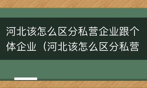 河北该怎么区分私营企业跟个体企业（河北该怎么区分私营企业跟个体企业呢）