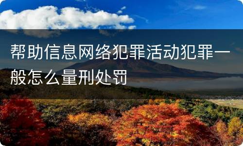 帮助信息网络犯罪活动犯罪一般怎么量刑处罚