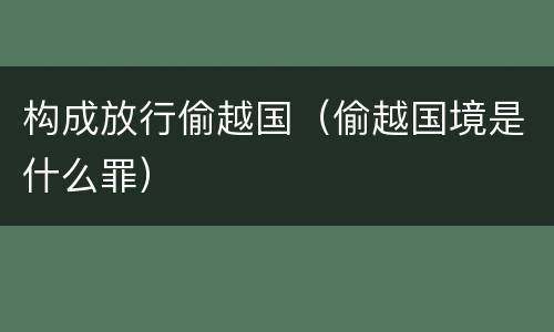 构成放行偷越国（偷越国境是什么罪）