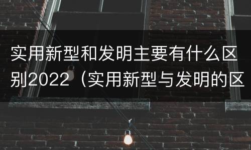 实用新型和发明主要有什么区别2022（实用新型与发明的区别有哪些）