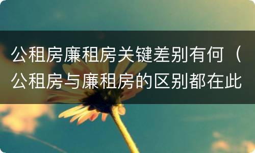 公租房廉租房关键差别有何（公租房与廉租房的区别都在此,别再搞错了!）