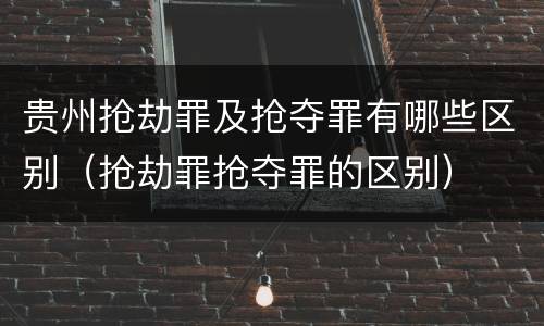 贵州抢劫罪及抢夺罪有哪些区别（抢劫罪抢夺罪的区别）
