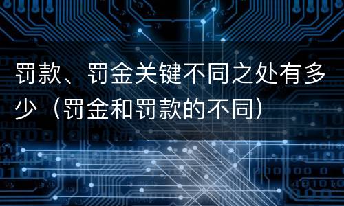 罚款、罚金关键不同之处有多少（罚金和罚款的不同）
