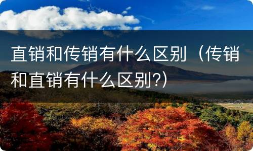 直销和传销有什么区别（传销和直销有什么区别?）