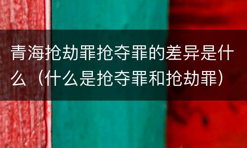 青海抢劫罪抢夺罪的差异是什么（什么是抢夺罪和抢劫罪）
