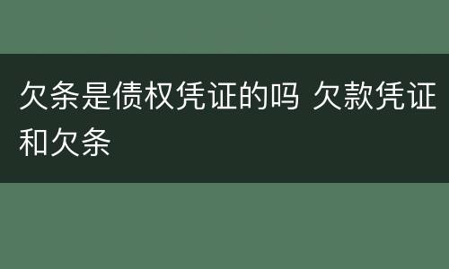 欠条是债权凭证的吗 欠款凭证和欠条