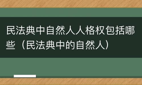 民法典中自然人人格权包括哪些（民法典中的自然人）