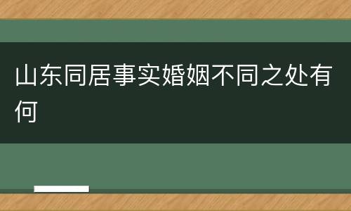 山东同居事实婚姻不同之处有何
