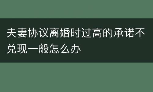 夫妻协议离婚时过高的承诺不兑现一般怎么办