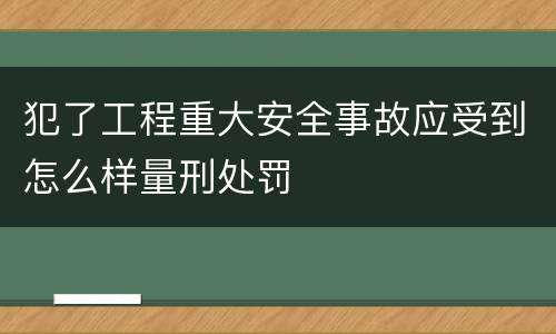 犯了工程重大安全事故应受到怎么样量刑处罚