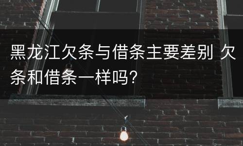 黑龙江欠条与借条主要差别 欠条和借条一样吗?