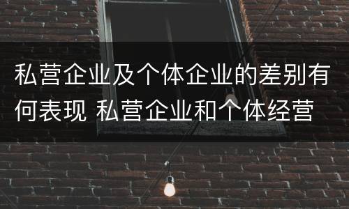 私营企业及个体企业的差别有何表现 私营企业和个体经营
