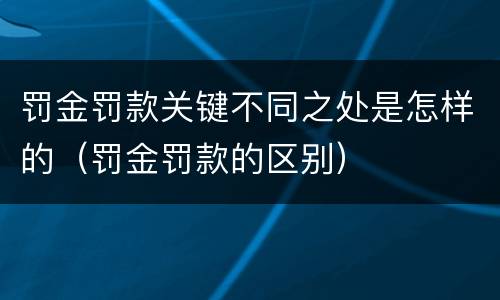 罚金罚款关键不同之处是怎样的（罚金罚款的区别）
