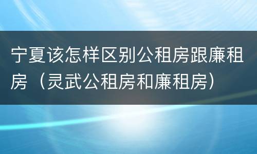 宁夏该怎样区别公租房跟廉租房（灵武公租房和廉租房）